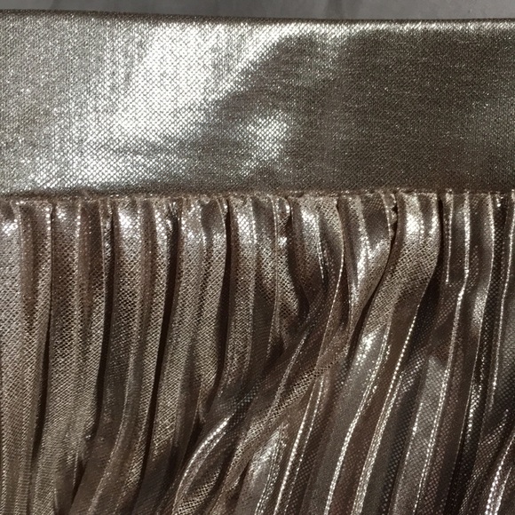Metallic Champagne Gold Pleated Skirt - Picture 5 of 5